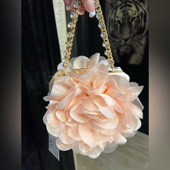 Jewel Badgley Mischka Blush Natasha Ruffle Box Clutch-NWT - Picture 8 of 13